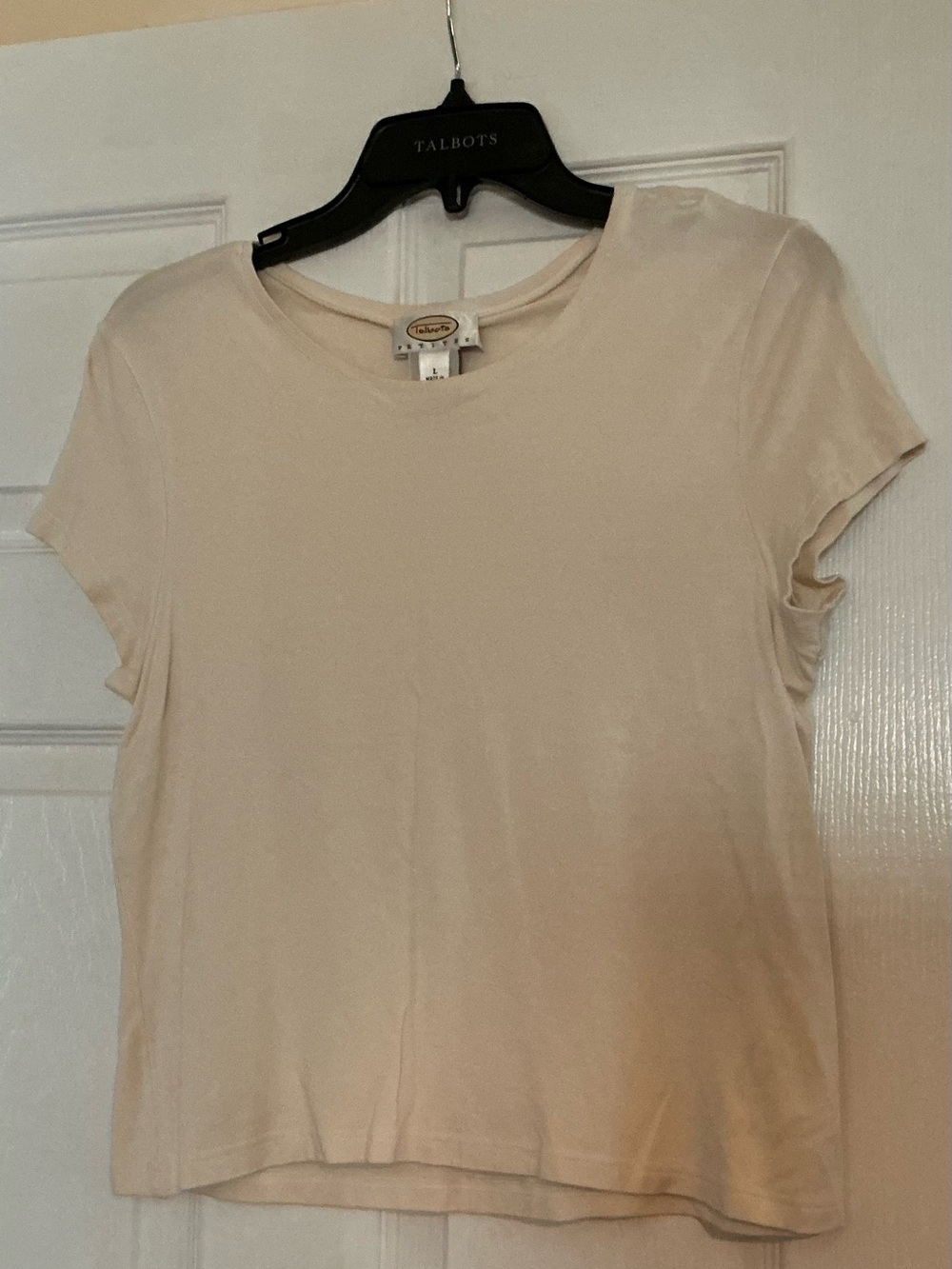 Talbots Women's Cream Short Sleeve Tee — Classic Crewneck